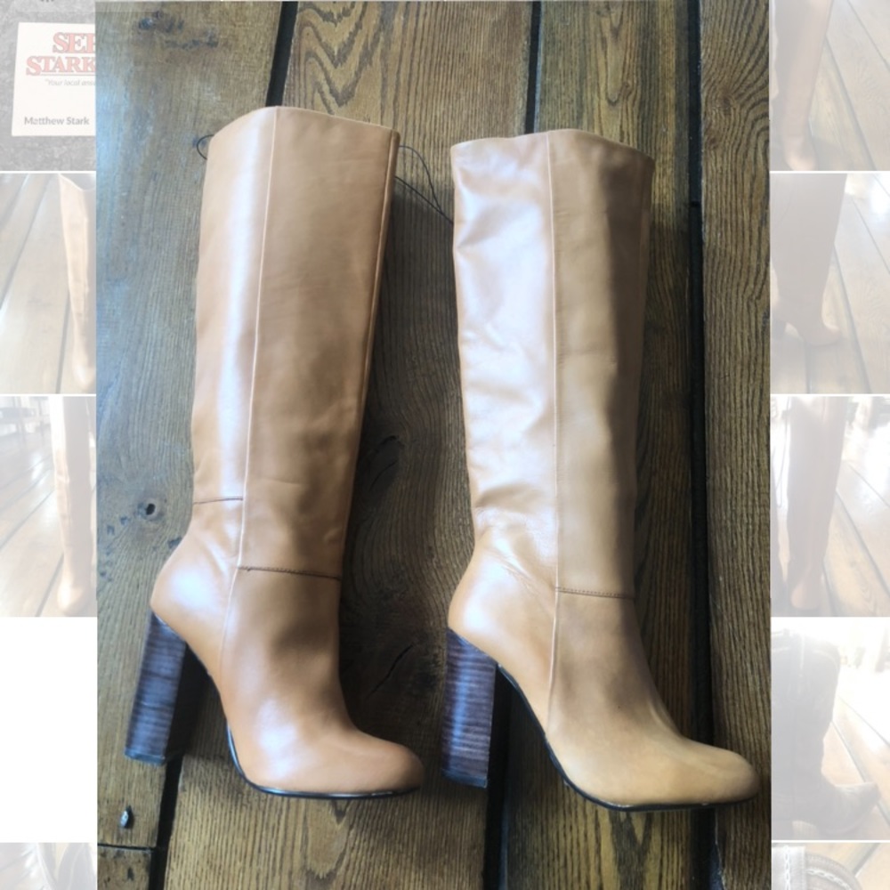 Joe Fresh Tan Brown Leather Heeled Boots